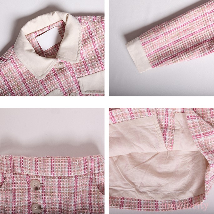 Set Áo Sơ Mi Dài Tay Và Chân Váy Họa Tiết Ca Rô Phong Cách Hàn Quốc Đáng Yêu Dành Cho Bé Gái