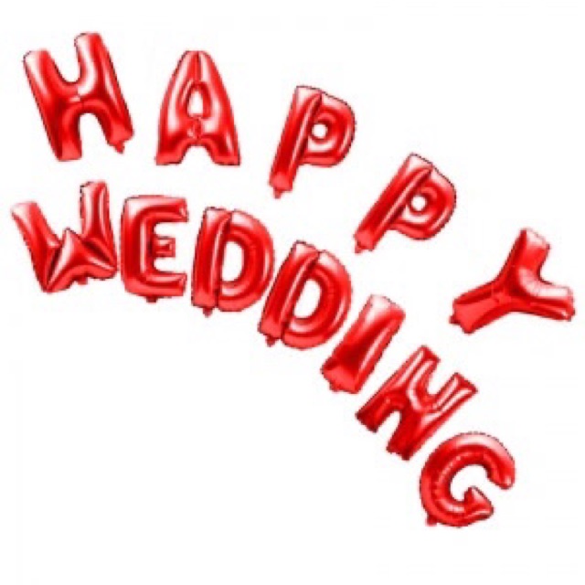 ( chính hãng dày loại 1) bóng chữ happy wedding- bóng trang trí phòng cưới