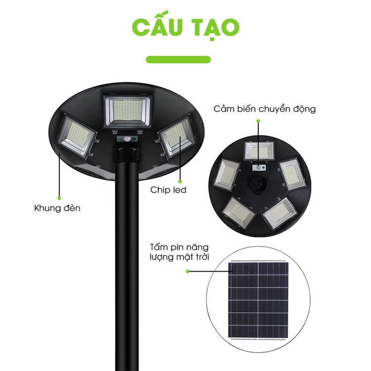Đèn Năng Lượng Mặt Trời UFO 500W, 1000W, Đèn Đĩa Bay Sân Vườn, đèn chiếu sáng Công Viên, BH 3 năm