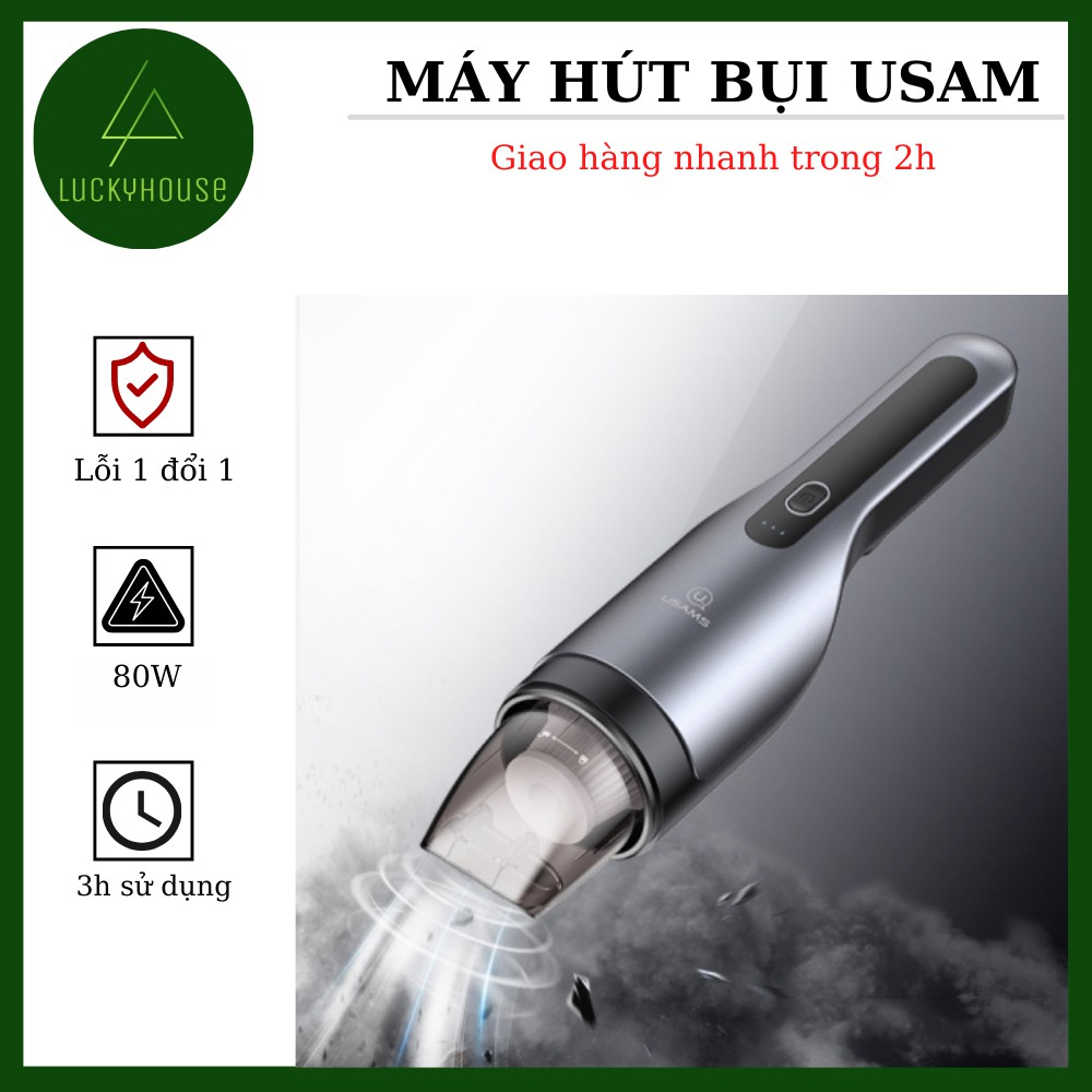 Máy Hút Bụi Cầm Tay USAM US-ZB108-1, Máy Hút Bụi Không Dây Cao Cấp Cho Ô Tô, Văn Phòng, Hộ Gia Đình hàng chính hãng