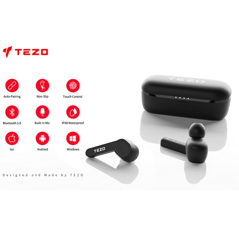 Tai nghe bluetooth Tezo Moment, bluetooth 5.0, kháng nước ipx8 phù hợp gym và du lịch