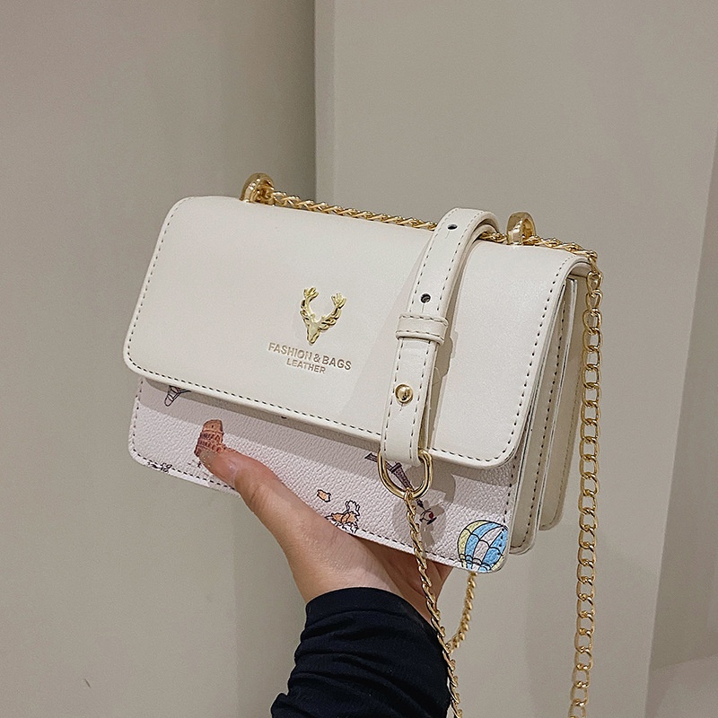 Túi Đeo Vai Hình Vuông Cỡ Nhỏ Màu Sắc Tương Phản Thời Trang Cho Nữ