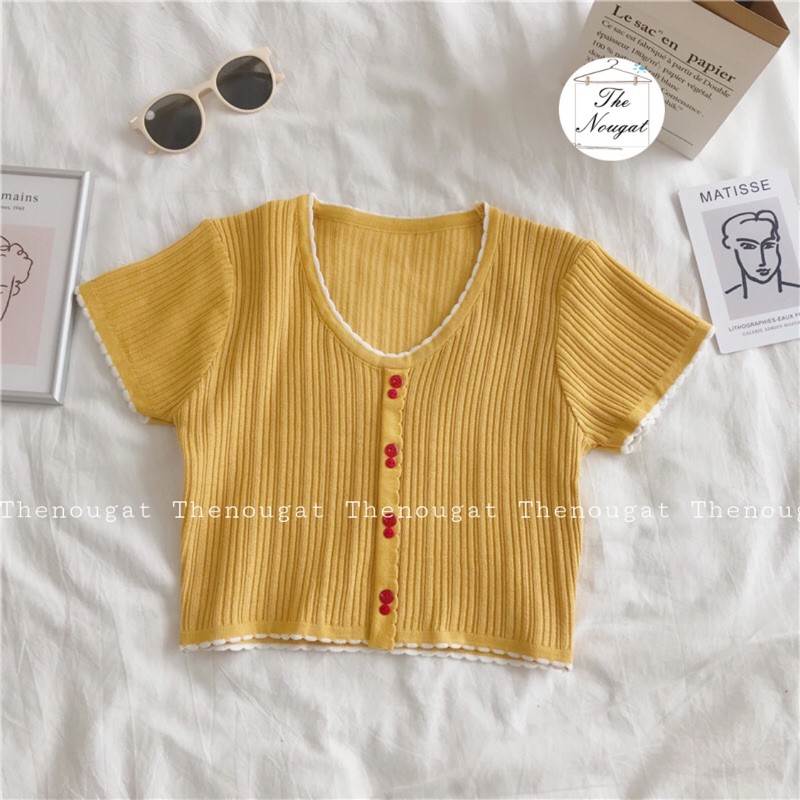 [SẴN] Áo montagut len croptop nữ ulzzang mùa hè