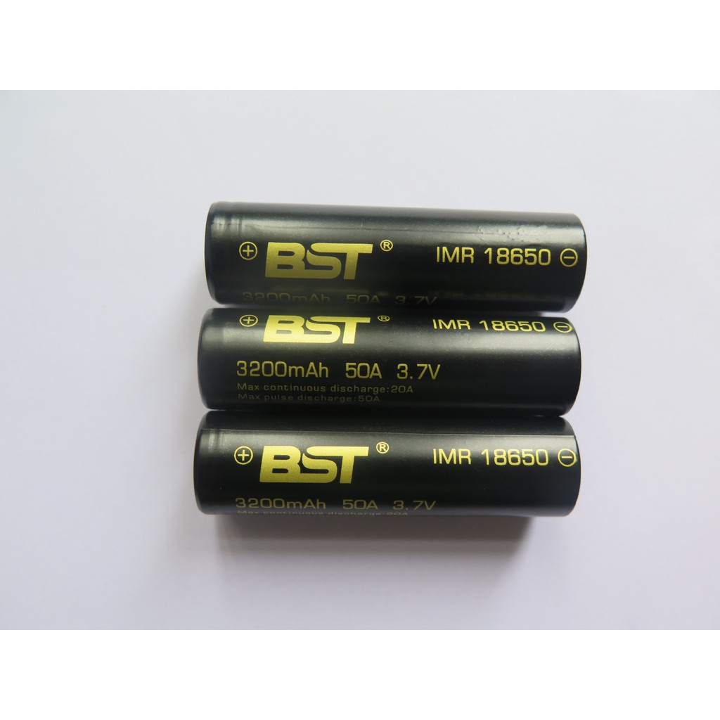 Pin 18650 BST 3.7v 3200mah 50A có 2 đầu phẳng dung lượng và dòng xả cao