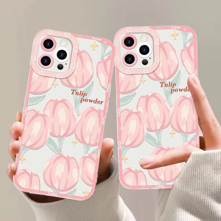 Ốp Điện Thoại Silicon Tpu Mềm Trong Suốt Hình Hoa Tulip Cho iPhone 6 6s 7 8 plus XR X XS max 11 12 13 pro max SE 2020 13Mini