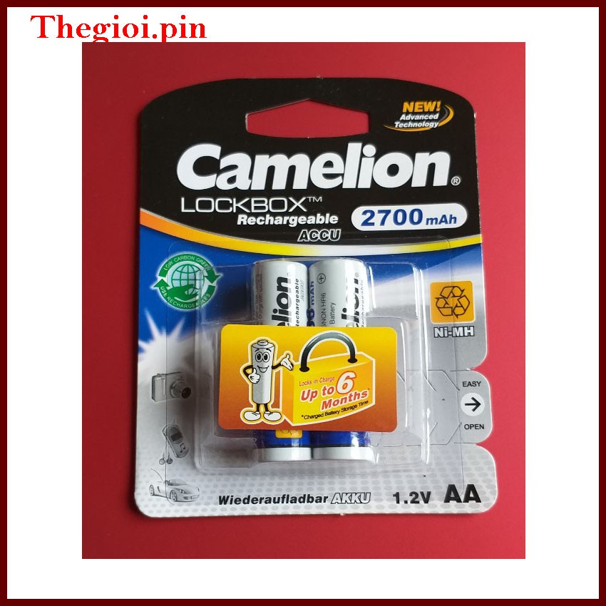Pin sạc AA Camelion 2700 mAh 1.2V (1 vỉ /2 viên), Pin sạc, 2700 mAh, panasonic