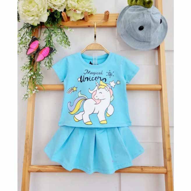 [HOT] SET ÁO KÈM CHÂN VÁY XÒE IN HÌNH PONY UNICORN CHẤT COTTON MỀM MÁT SIÊU ĐÁNG YÊU CHO BÉ 8-24KG