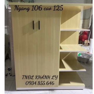 Tủ áo nhựa kèm kệ màu vân gỗ 106x125(TPHCM)