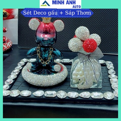 Sét Gấu Đeo Vòng Có Sáp Thơm Khử Mùi Trang Trí Taplo Ô Tô