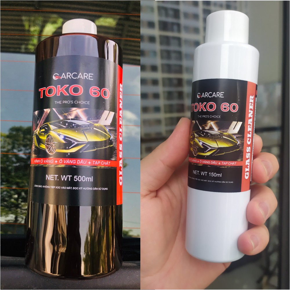 Dung dịch tẩy ố kính ô tô  TOKO 60 - 500ml, Tẩy cặn canxi, tẩy mốc kính ô tô, ố màng dầu