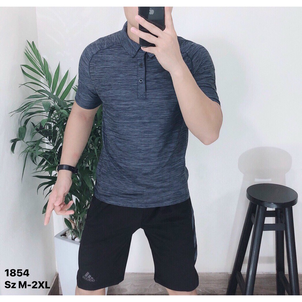 Quần áo thể thao đồ bộ nam mặc nhà mùa hè thun lạnh ngắn tay có cổ cao cấp | BigBuy360 - bigbuy360.vn