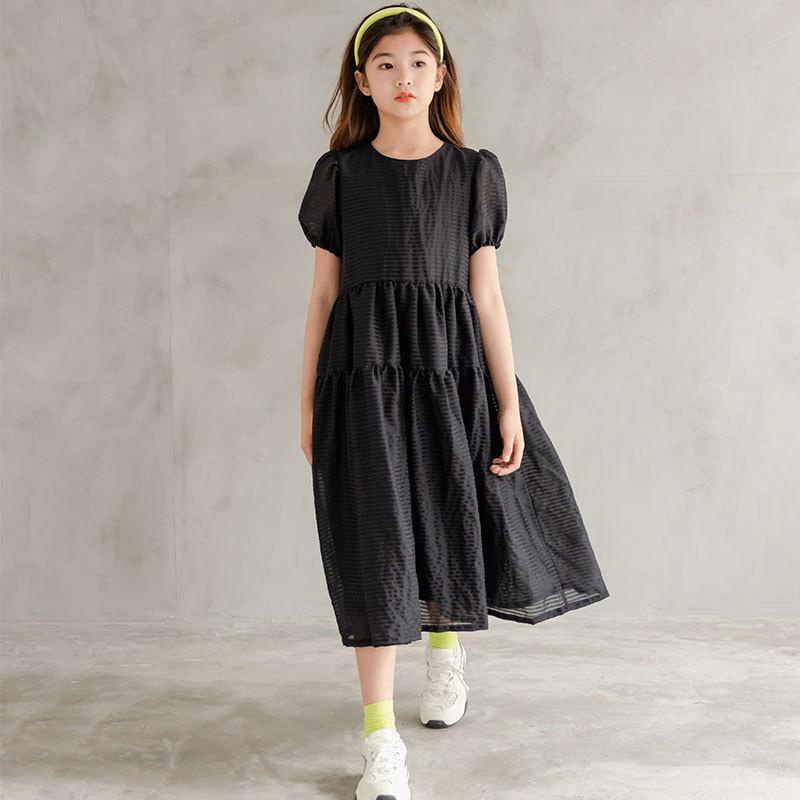 Đầm Cotton Tay Phồng Màu Trắng Thời Trang Mùa Hè 2022 Mới Cho Bé Gái