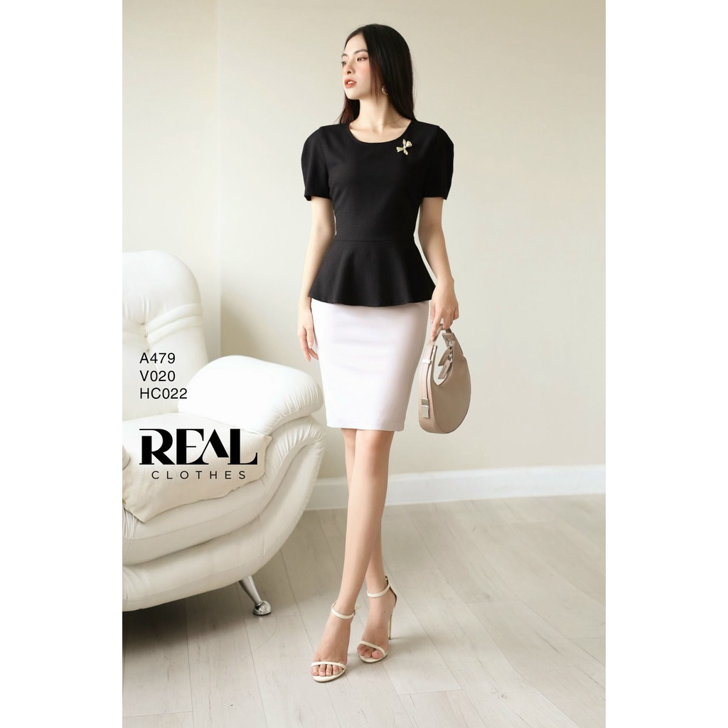 Áo peplum đen_REAL