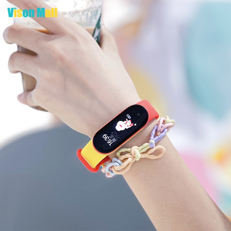 Dây Đeo Tay Bằng Silicone Hai Màu Cho Xiaomi Mi Band 7 6 5 4 3