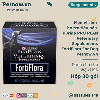 Men vi sinh hỗ trợ tiêu hoá Purina PRO PLAN Veterinary Supplements FortiFlora for Dog - Hộp 30 gói - Bổ sung lợi khuẩn