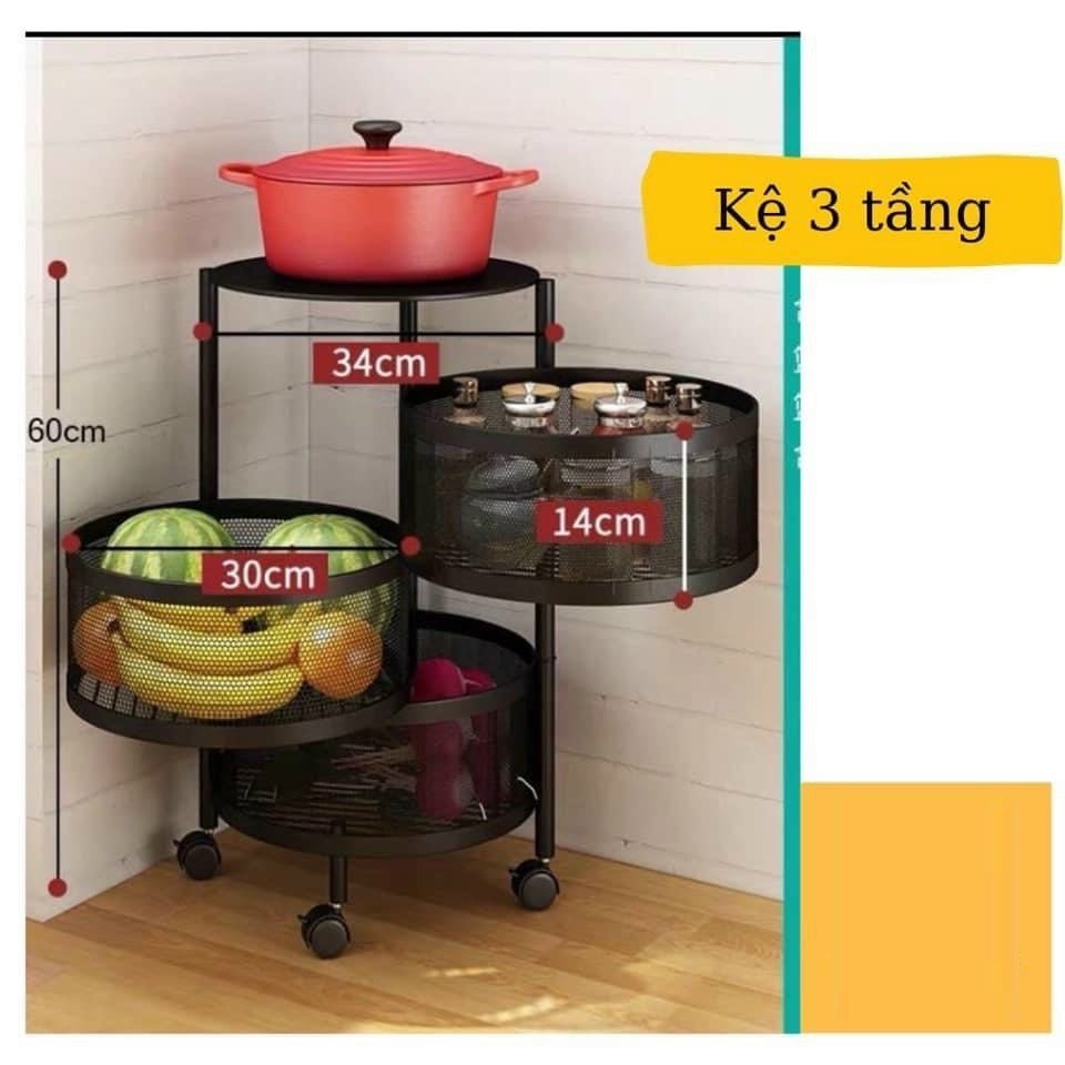 KỆ SẮT GIỎ TRÒN XOAY 360 ĐỘ ĐỰNG ĐỒ NHÀ BẾP ĐA NĂNG CÓ BÁNH XE DI CHUYỂN