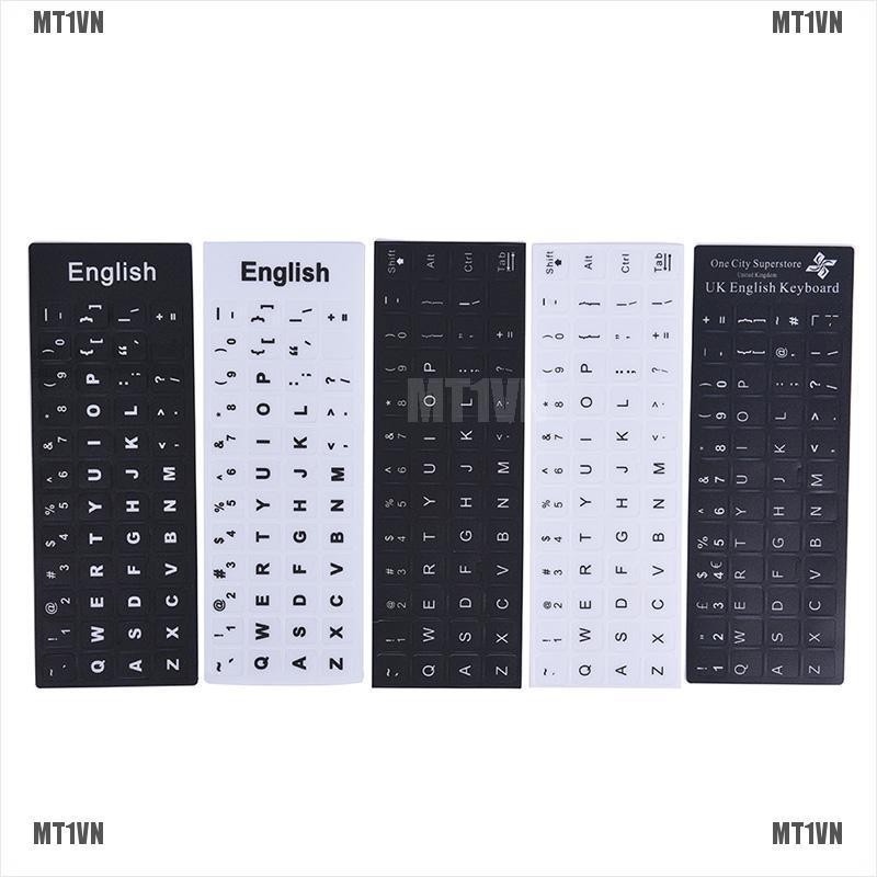 Miếng Dán Chữ Tiếng Anh Màu Trắng Đen Trang Trí Laptop