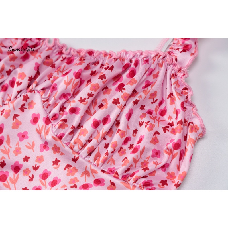 Đầm Dây Họa Tiết Hoa Nhỏ Xinh Xắn Dành Cho Nữ 2022