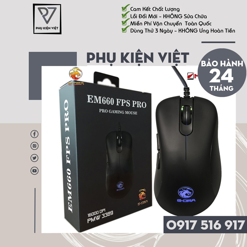 Chuột Gaming E-Dra EM660 Pro FPS, Chuột Game E-Dra EM660 Pro FPS - Bảo Hành 24 tháng