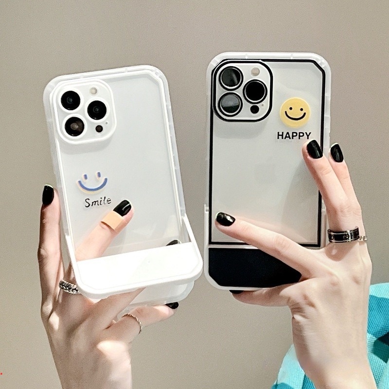 Ốp Điện Thoại Tpu In Hình Mặt Cười Có Giá Đỡ Ẩn Cho IPhone 11 12 13 Pro MAX 6 7 8 Plus X XS MAX XR