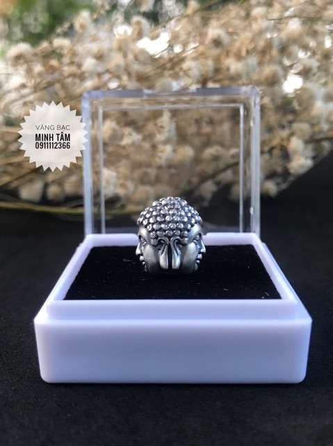 Charm Mặt Phật hai mặt bạc Thái cao cấp 999-Minh Tâm Jewelry