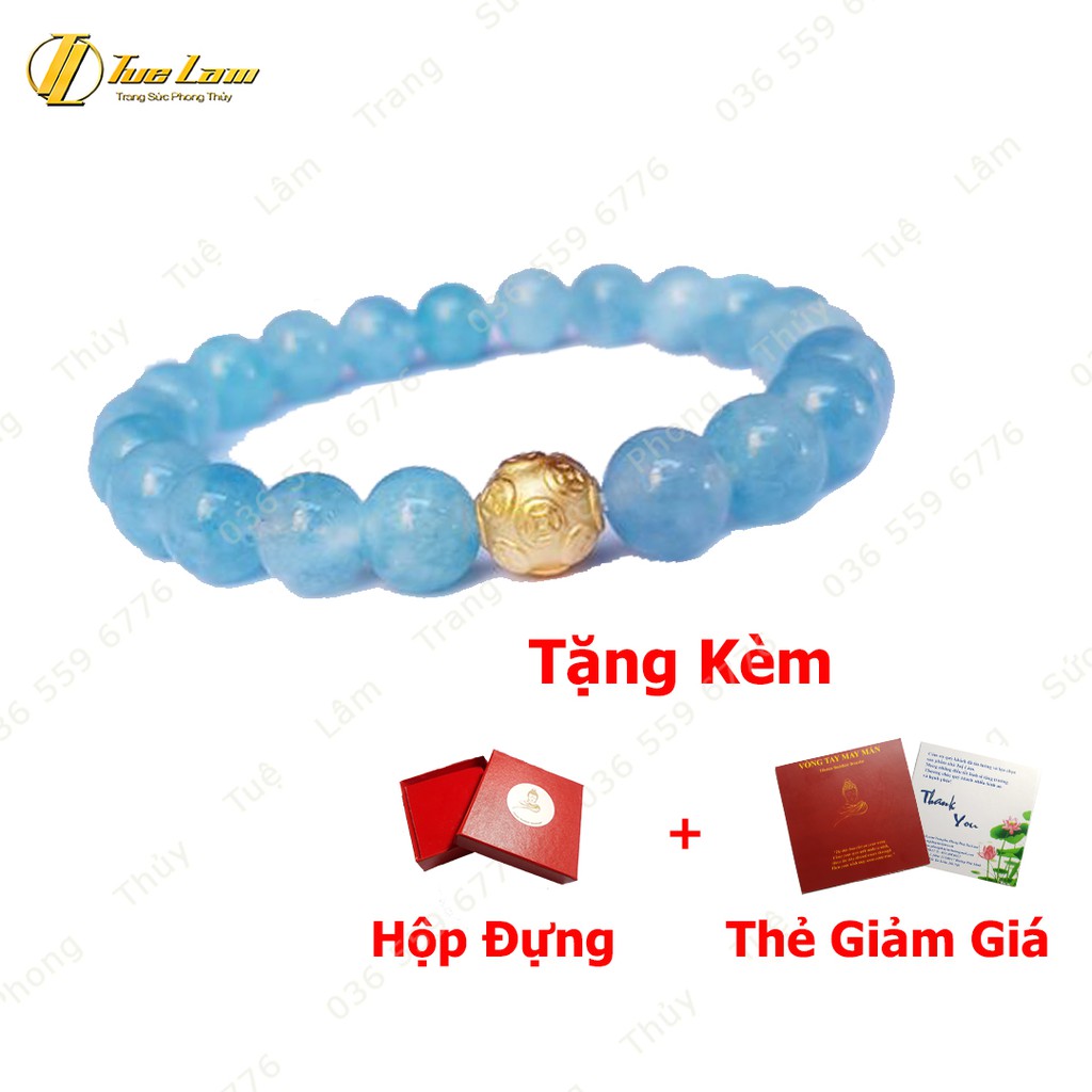 Vòng Tay Nữ Đá Thiên Hà xanh mix charm bi cầu bạc - DIY Tuệ Lâm