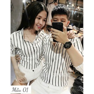 Áo sơ mi 3D sọc có size cho cặp đôi cực chất