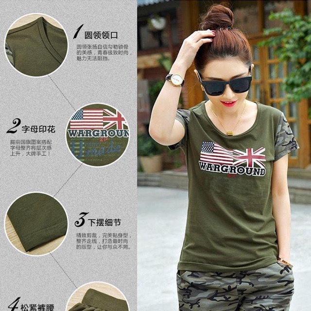 Đồ Bộ Lính Nữ Cổ Tròn Tay Ngắn