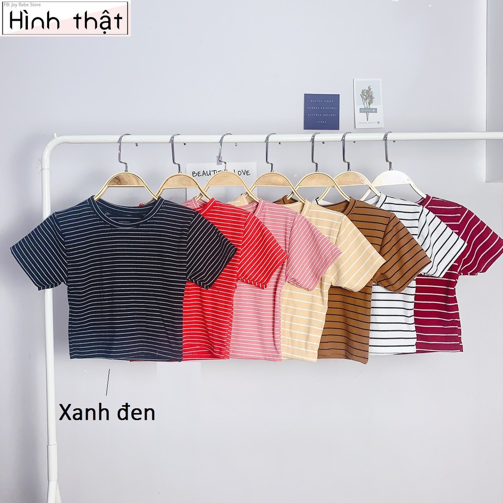 ÁO CROPTOP SỌC NGANG CỔ TRÒN THUN ÔM BODY CO GIÃN - ÁO KIỂU CRT ULZANG NGẮN TAY 172