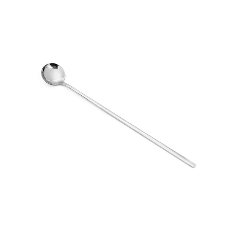 Muỗng cà phê tròn nhỏ bằng thép không gỉ 304 màu bạc có cán dài mở rộng