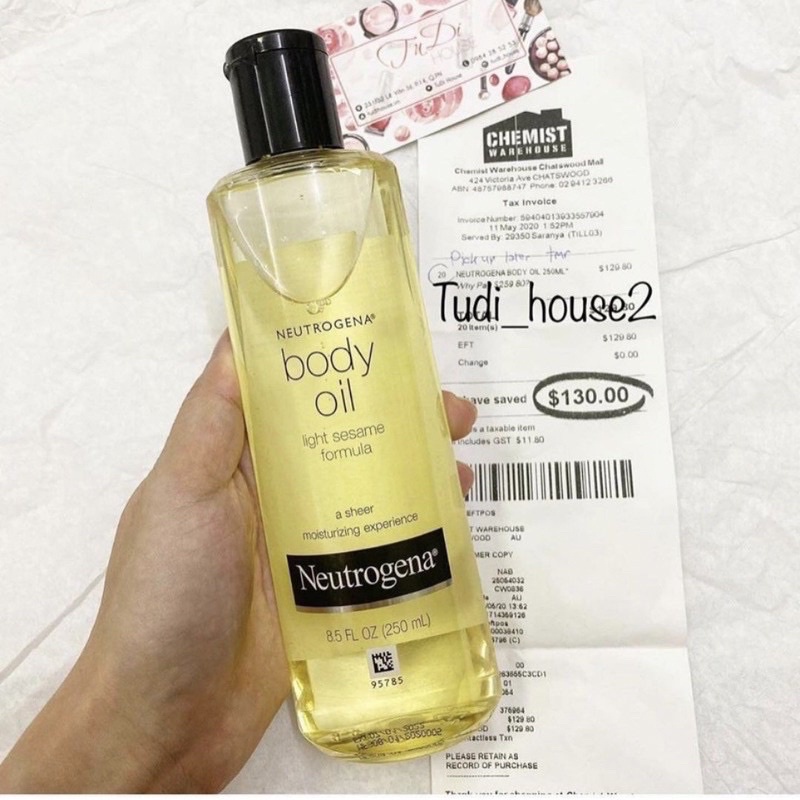 Dầu dưỡng toàn thân Neutrogena Body Oil Light Sesame Formula 250ml.