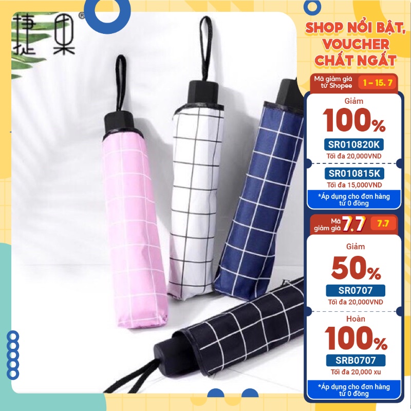 Ô Dù Che Nắng Mưa Bọc Lót Đen Bóng Chống Nước, Nhỏ Gọn, Thời Trang