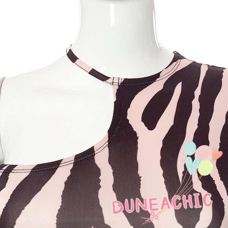 DUNEA Áo thun tay dài trễ vai họa tiết kẻ sọc thời trang dành cho nữ