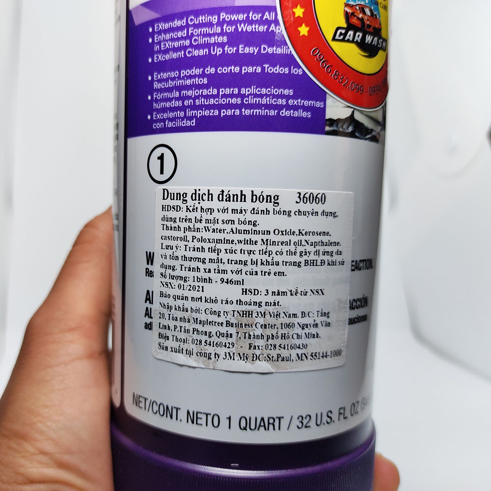 Xi đánh bóng ô tô 3M Perfect-It EX Rubbing Compoud bước số 1-2-3 36060, 06094, 06068 946ml Nhật Bản Mart