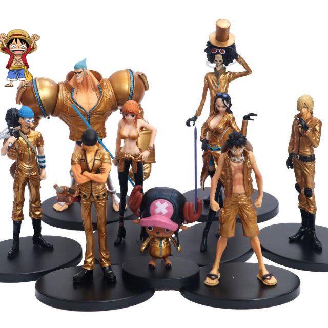 One Piece Mô hình Luffy Zoro Sanji Nami Bộ đồ vàng-Cao 19cm