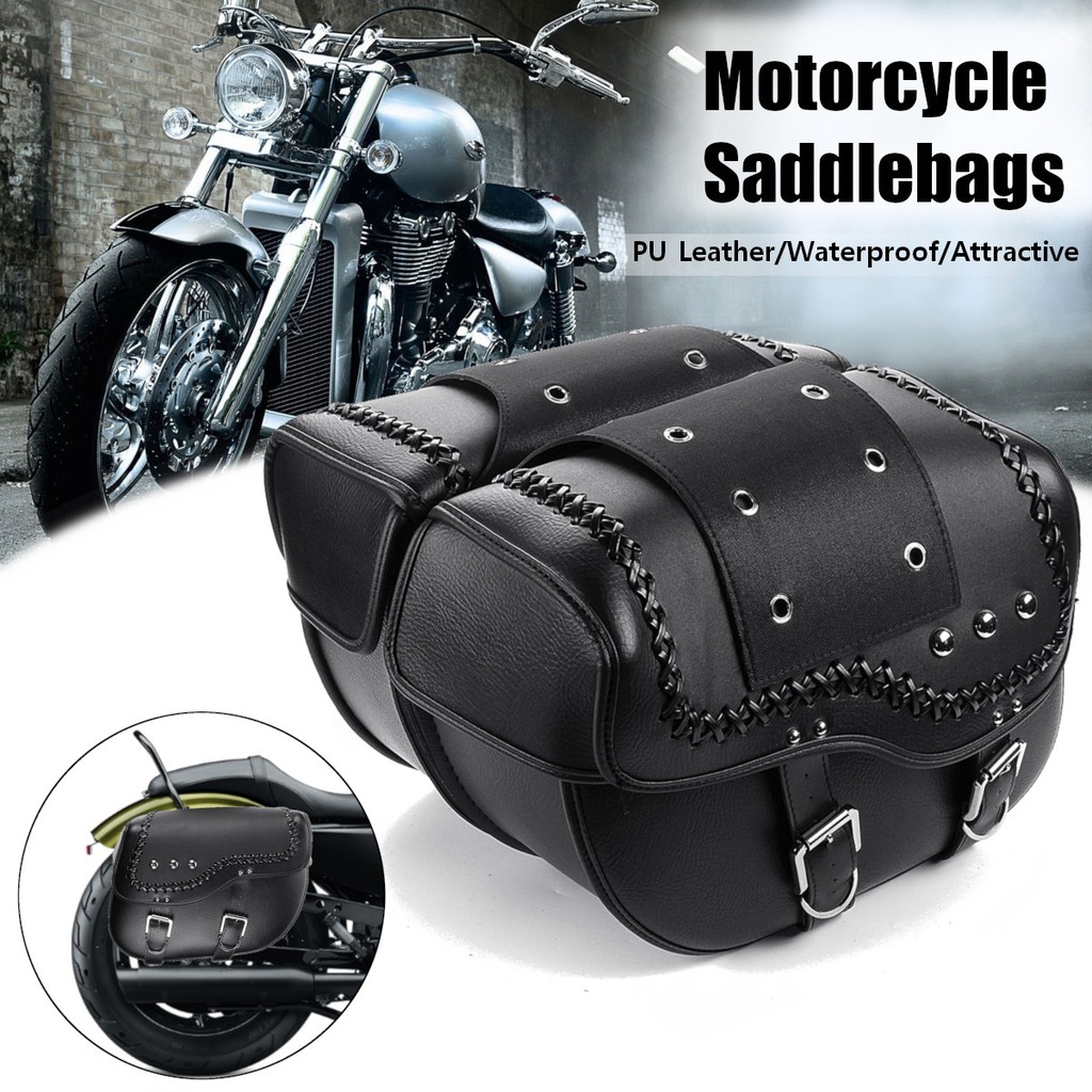 Bộ 2 túi da PU treo bên hông yên xe mô tô chống thấm nước cho Harley Sportster XL883 XL1200