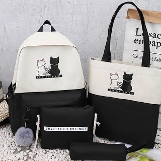 Ba lô nữ Amon, Set 4 món balo ví túi nữ đường may đẹp chống thấm nước mẫu A28