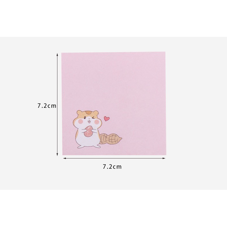 Giấy note, giấy ghi chú hình gấu chuột, 80 tờ, kích thước 7,2 x 7,2 cm Sakura Shop