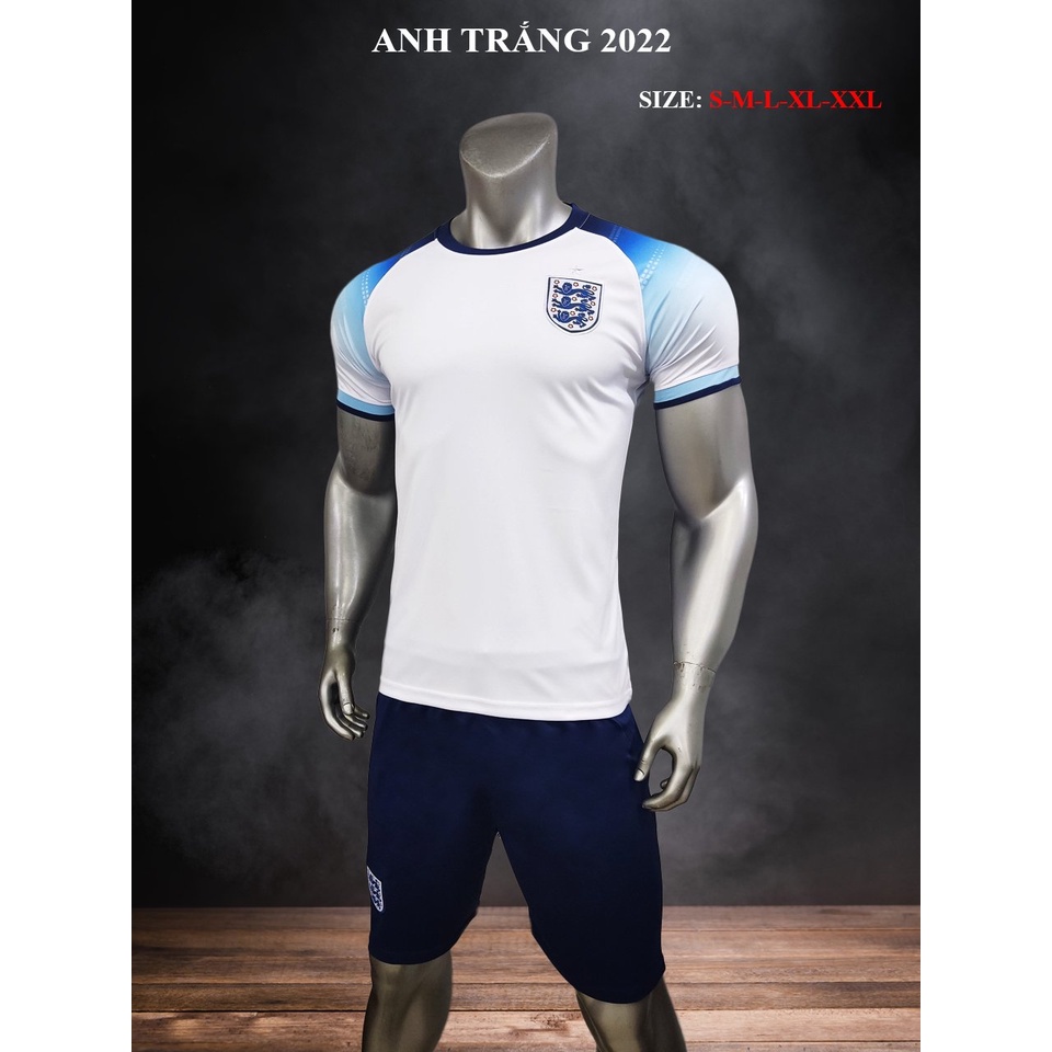 Bộ Quần Áo Bóng Đá Đội Tuyển Anh 2023 Logo Thêu - Thun Lạnh Cao Cấp, Không Nhăn, Không Xù Lông B17