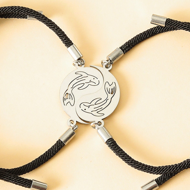 Vòng Tay Âm Dương Bằng Thép Không Gỉ Phong Cách Âu Mỹ