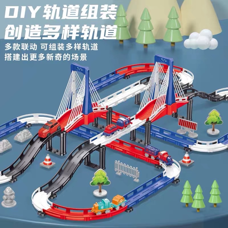Bộ đường đua oto &amp; tàu hoả chạy tự động Train Track 91 chi tiết