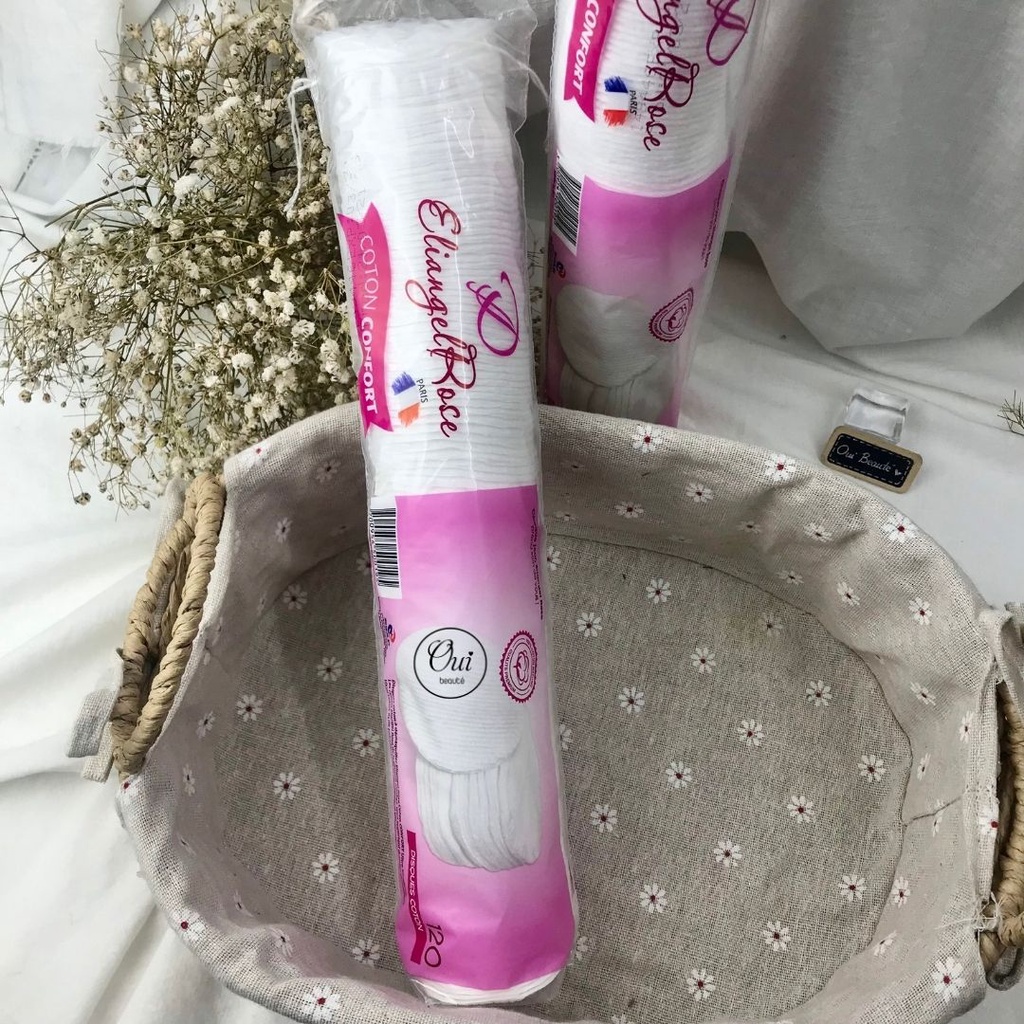 Bông tẩy trang Eliangel Rose coton confort, Bông cotton mềm mịn 120 miếng Ouibeaute