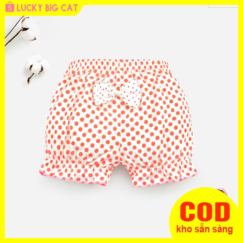 Lucky Big Cat  đồ lót sọc chấm  trẻ em in Boxer quần short Bow tie cô gái mặc quần tinh khiết bông nóng (Big Dot)