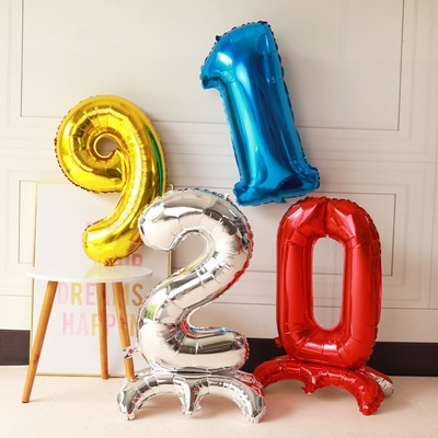 32 Inch Số 0-9 Bóng bay Trang trí tiệc cưới Vàng / Bạc / Xanh lam / Đỏ / Sinh nhật