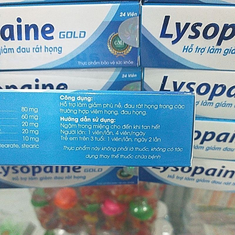 Kẹo ngậm Lysopaine gold tuýp 24 viên