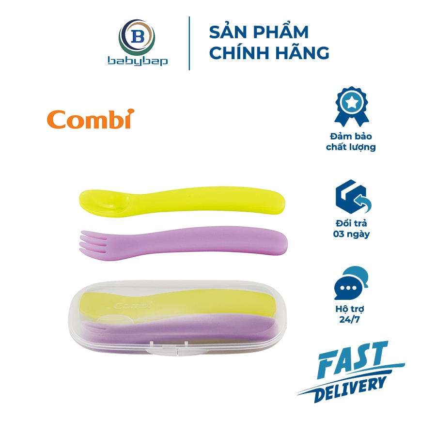 Bộ Thìa Dĩa Combi Kèm Hộp Chất Liệu Nhựa Cao Cấp, Chịu Được Nhiệt Độ Cao Và Thân Thiện Với Lò Vi Sóng