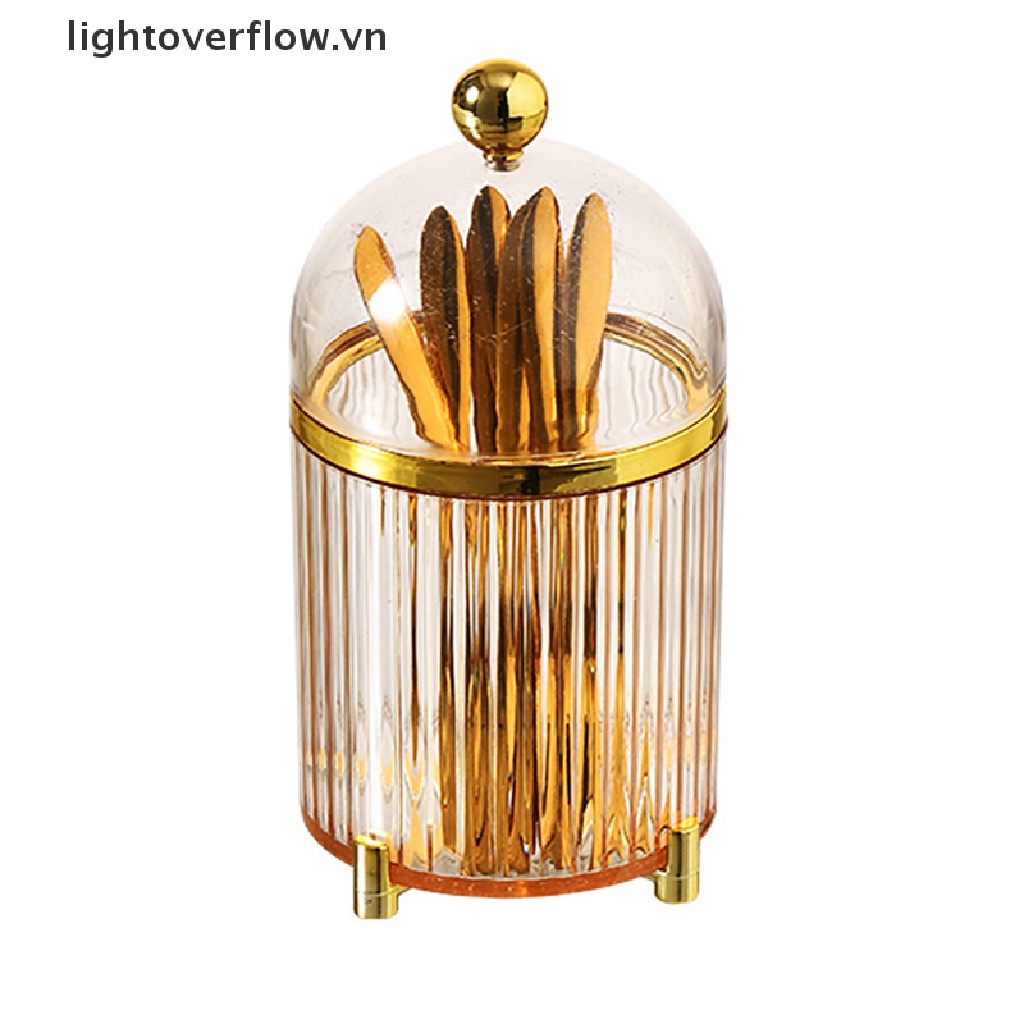 Set 10 Nĩa Ăn Trái Cây / Bánh Tráng Miệng Bằng Thép Không Gỉ Màu Vàng Kèm Hũ Đựng