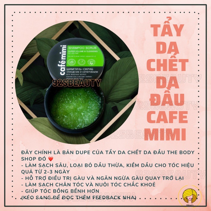 [Đủ bill] Tẩy da chết da đầu Cafe Mimi Super Volume Shampoo Scrub làm sạch sâu ngừa bết tóc, sạch gàu