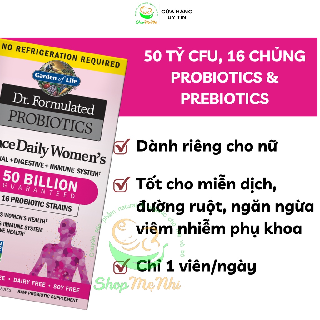 Lợi khuẩn cho phụ nữ Garden of Life Dr. Formulated Once Daily Women's Probiotics 30v.