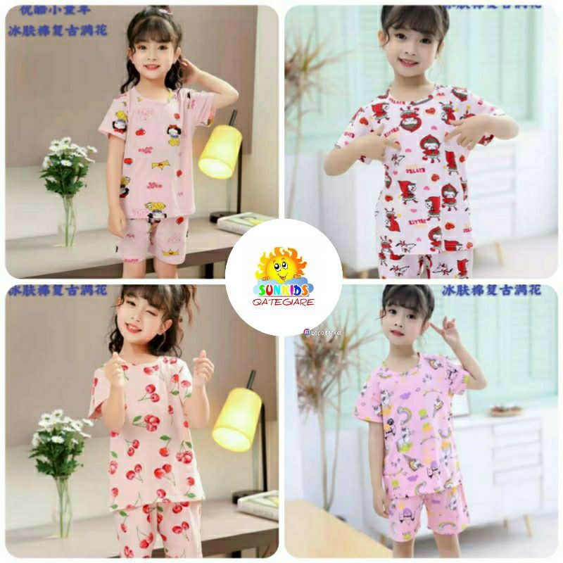 XUẤT HÀN XỊN SIÊU RẺGBC32 [9kg-32kg] Bộ cotton sát nách Quảng Châu xuất hàn bé gái size nhí size đại